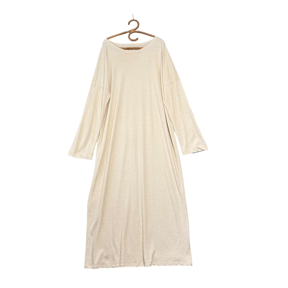 BOHÈME | Cream Hemp Cotton Knit Long Sleeve Maxi Dres 2X/3X